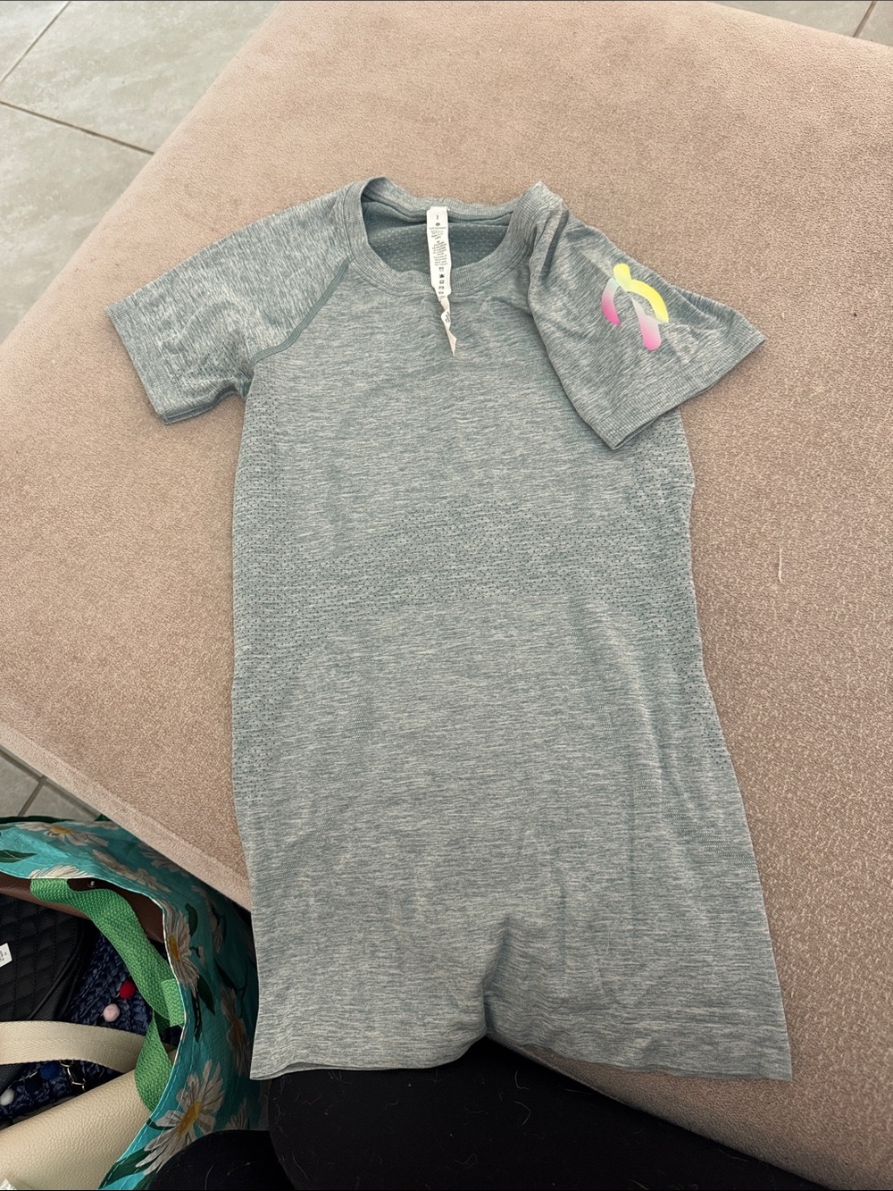 lululemon athletica Kids Gray Short-Sleeve Pajama Romper with Neon Logo